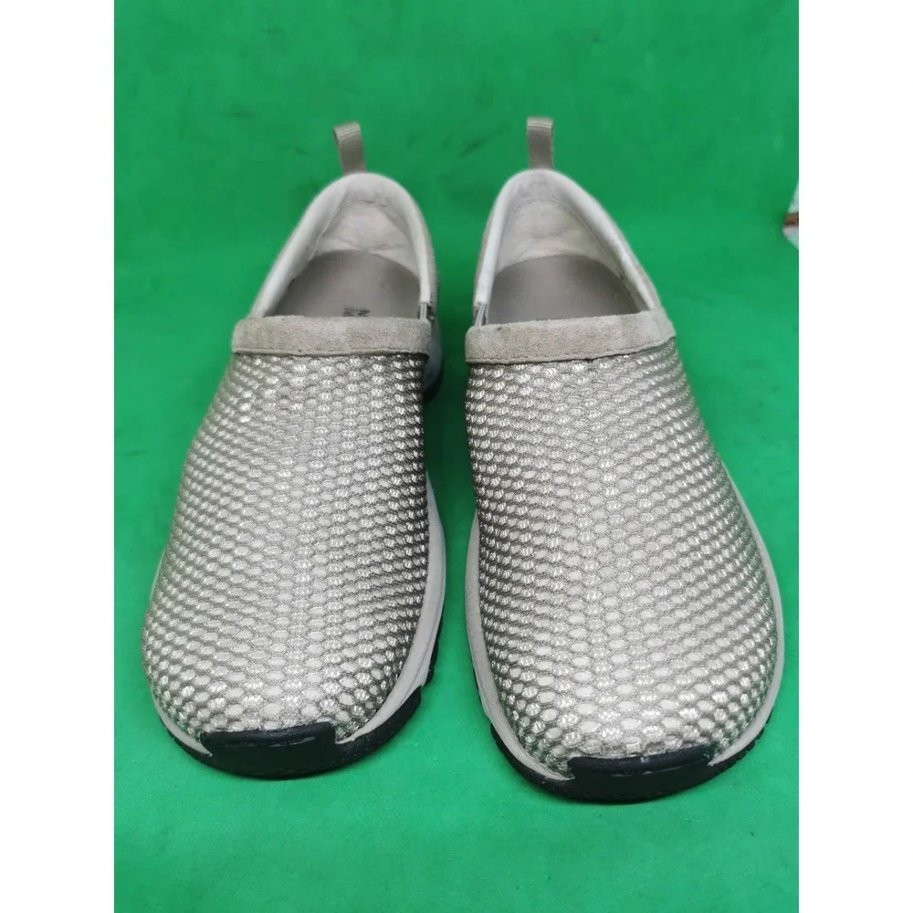 MERRELL GRAY/BEIGE MESH MOC SLIDE SLIP ON CLOGS SHOES WOWENS SIZE 6.5